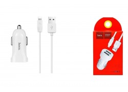 Автомобильное зарядное устройство АЗУ 2USB + кабель Lightning HOCO Z2А 2100mAh (белый)