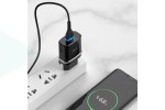 Сетевое зарядное устройство 2USB + кабель MicroUSB HOCO C12Q (быстрая зарядка) 3000 mAh (черный)