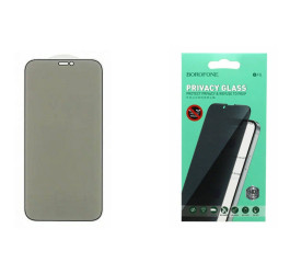 Защитное стекло дисплея iPhone 15/16 BOROFONE BF5 Security privacy tempered glass черная рамка