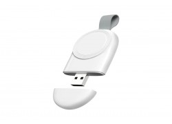 Портативное беспроводное зарядное устройство для Apple Watch 1-4 серии цвет белый (с USB выходом)