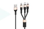 Кабель USB 3 в 1 HOCO X26 lightning/Micro/Type-c (черно-золотистый) 1м