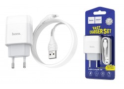 Сетевое зарядное устройство USB + кабель Type-C HOCO C72A Glorious single port (белый)