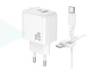 Сетевое зарядное устройство USB + USB-C + кабель Type-C BOROFONE BAS44A Potential PD20W+QC3.0 (белый)