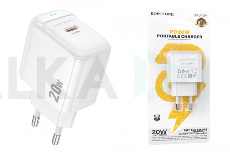 Сетевое зарядное устройство USB-C BOROFONE BAS43A Potential PD20W (белый)