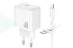Сетевое зарядное устройство USB-C + кабель Lightning - Type-C BOROFONE BAS43A Potential PD20W (белый)