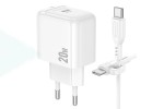 Сетевое зарядное устройство USB-C + кабель Type-C BOROFONE BAS43A Potential PD20W (белый)