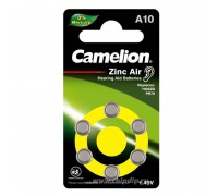 Батарейка часовая для слуховых аппаратов Camelion A10/6BL  ZincAir