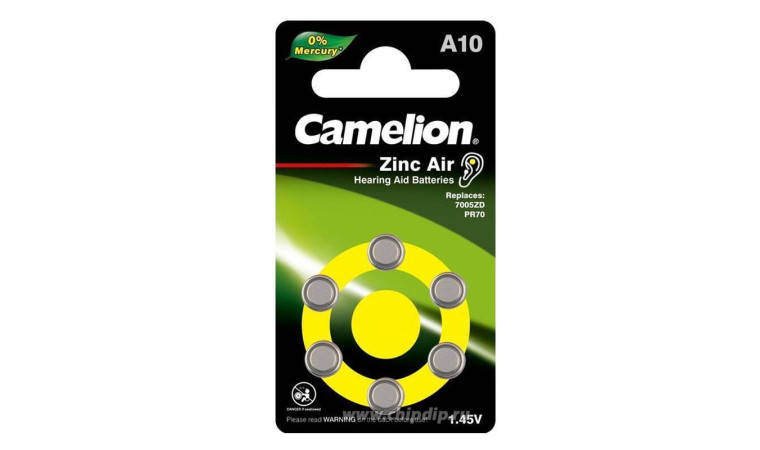 Батарейка часовая для слуховых аппаратов Camelion A10/6BL ZincAir Батарейка часовая для слуховых аппаратов Camelion A10/6BL ZincAir