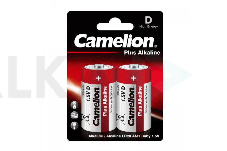 Батарейка алкалиновая Camelion LR20/2BL  Plus Alkaline (цена за блистер 2 шт)