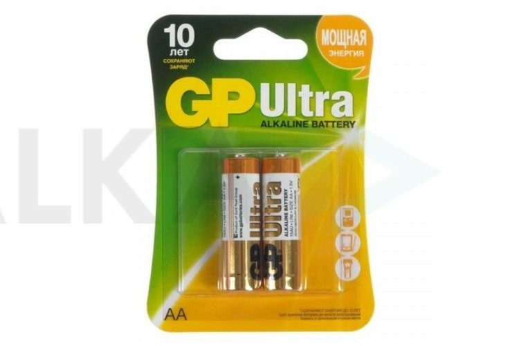 Батарейка алкалиновая GP LR6/2BL ULTRA  (цена за блистер 2 шт)