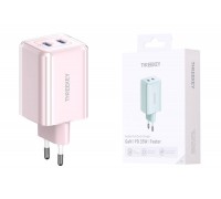 Сетевое зарядное устройство USB THREEKEY TK-111 (EU) Intelligent Shunt 35w Dual TYPE-C Port Gallium Nitride Charger (розовый) (LUX от XO)