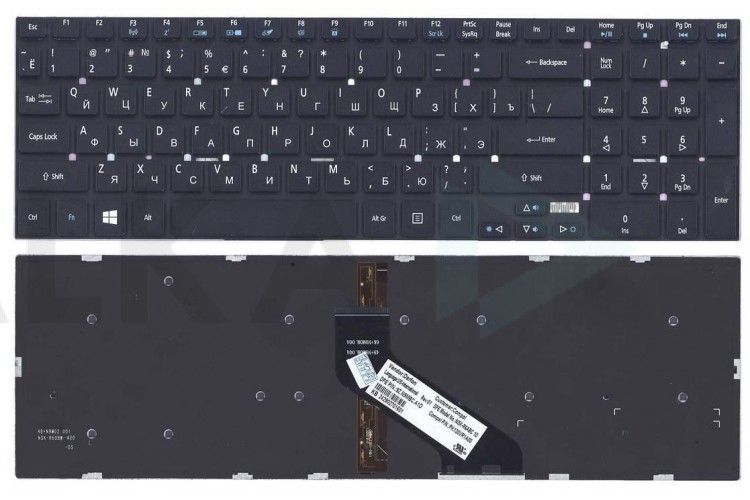 Клавиатура для ноутбука Acer Aspire 5830T (черн. с подсветкой)