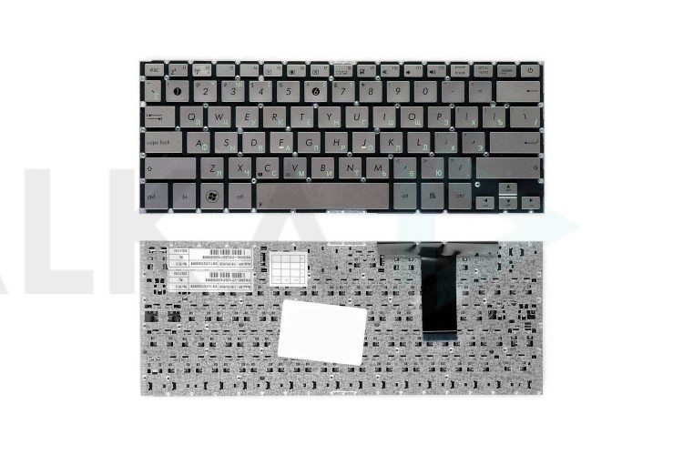 Клавиатура для ноутбука Asus UX31A серебристая, без рамки