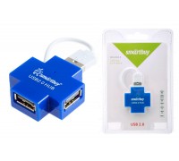 Разветвитель USB HUB 2.0 Хаб Smartbuy 6900, 4 порта, голубой (SBHA-6900-B)
