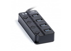 Разветвитель USB HUB 3.0 хаб с выключателями, 4 порта, СуперЭконом, черный SBHA-7324-B