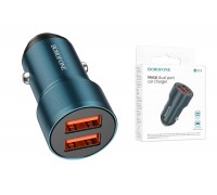 Автомобильное зарядное устройство АЗУ 2USB BOROFONE BZ19 Wisdom 2400 mAh (синий)