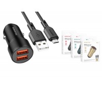 Автомобильное зарядное устройство АЗУ USB + кабель MicroUSB BOROFONE BZ19 (черный)