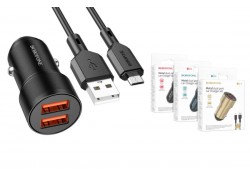 Автомобильное зарядное устройство АЗУ USB + кабель MicroUSB BOROFONE BZ19 (черный)