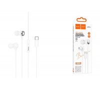 Наушники вакуумные проводные HOCO M116 Benevolent universal digital earphones with microphone штекер Type-C (белый)