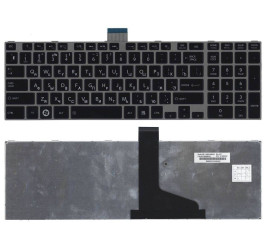 Клавиатура для ноутбука Toshiba Satellite L850, L875, P850 черная, рамка серебряная