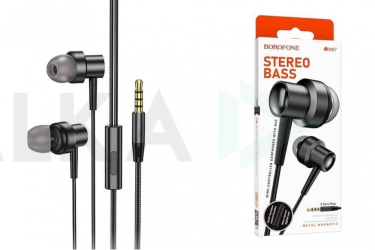 Наушники вакуумные проводные BOROFONE BM87 Element metal (черный)