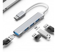 Разветвитель USB-C HUB NN-HB020 на 4 порта кабель 15см (серебристый)