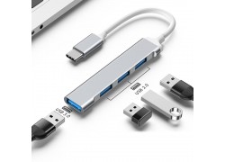 Разветвитель USB-C HUB NN-HB020 на 4 порта кабель 15см (серебристый)