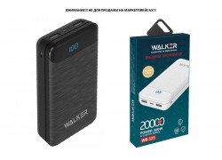 Универсальный дополнительный аккумулятор Power Bank Walker WB-525, 20000 mAh, Li-Pol, 2.1A вх/вых, USBx2, microUSB,Type-C, пластик, черное