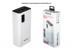 Универсальный дополнительный аккумулятор Power Bank Walker WB-730, 30000 mAh, 3A вх/вых, USBx4, microUSB, Type-C, QC 3.0+PD, белое (У)