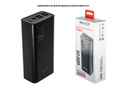 Универсальный дополнительный аккумулятор Power Bank Walker WB-730, 30000 mAh, 3A вх/вых, USBx4, microUSB, Type-C, QC 3.0+PD, черное (У)