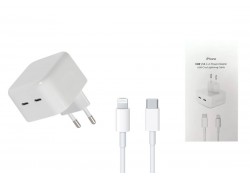 Сетевое зарядное устройство 2USB-C + кабель Lightning - Type-C APPL 35W (copy orig) (Белый)