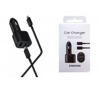 Автомобильное зарядное устройство АЗУ USB + Type-C + кабель Type-C - Type-C Samsung Super Fast (45W+15W) (Черный)