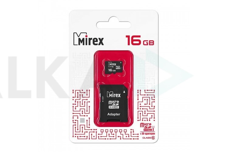 Карта памяти microSDHC MIREX 16 GB UHS-I U1 (class 10) с адаптером (13613-ADSUHS16)