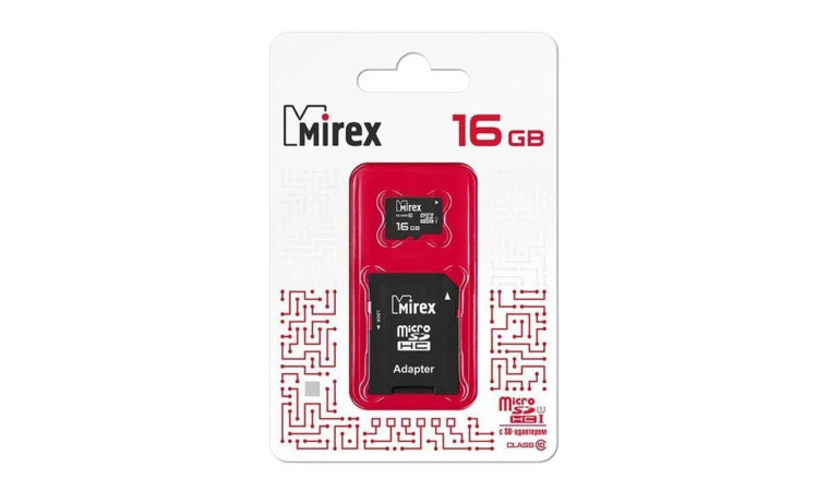 Карта памяти microSDHC MIREX 16 GB UHS-I U1 (class 10) с адаптером (13613-ADSUHS16)