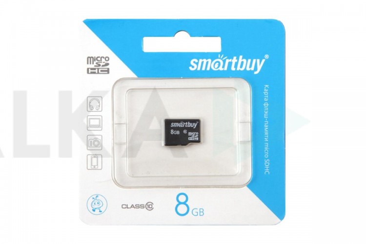 Карта памяти microSDHC Smartbuy 8 GB (class 10) без адаптера (SB8GBSDCL10-00)