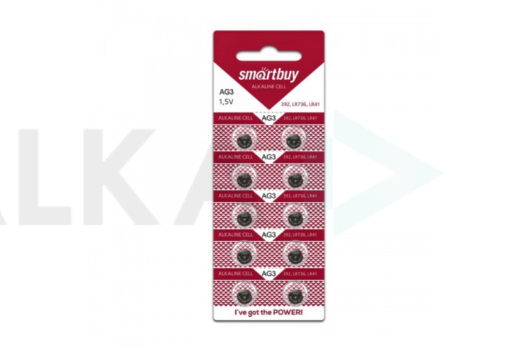 Батарейка часовая Smartbuy AG3-10B цена за блистер 10 шт (SBBB-AG3-10B)