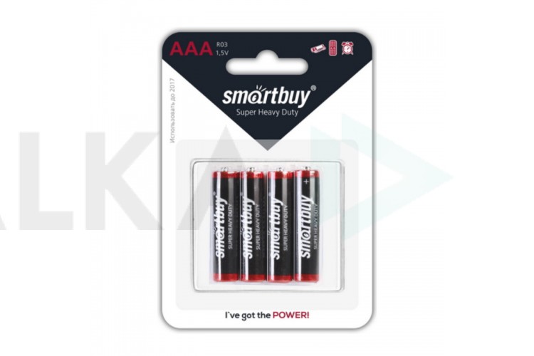 Батарейка солевая Smartbuy R03/AAA 4B цена за блистер 4 шт (SBBZ-3A04B)