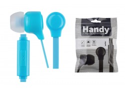 Наушники вакуумные проводные Perfeo HANDY c микрофоном (голубой)