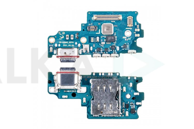Шлейф для Samsung G990B Galaxy S21 FE с разъемом зарядки + коннектор Sim (плата) org new