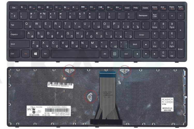 Клавиатура для ноутбука Lenovo IdeaPad G505 с черной рамкой