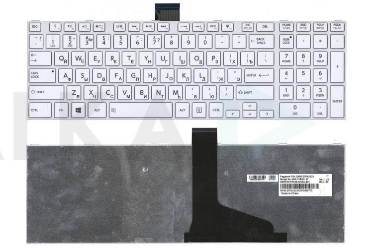 Клавиатура для ноутбука Toshiba Satellite L850 белая с рамкой
