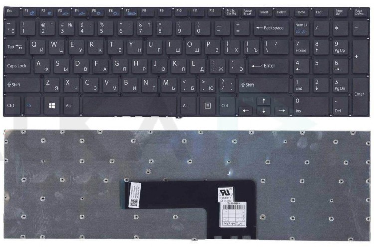 Клавиатура для ноутбука Sony Vaio SVF15 черная без рамки