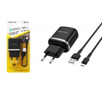 Сетевое зарядное устройство USB + кабель MicroUSB BOROFONE BA36A QC3.0 3000mAh (черный)