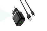 Сетевое зарядное устройство USB + кабель MicroUSB BOROFONE BA36A QC3.0 3000mAh (черный)