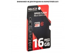 Карта памяти microSD WALKER 16 Gb Class 10 75-20 Мб/с UHS-1 без адаптера