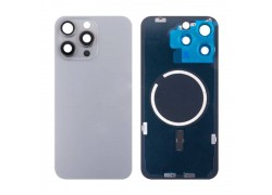 Задняя крышка для iPhone 15 Pro Max Natural Titanium (с креплением + магнит) литое стекло
