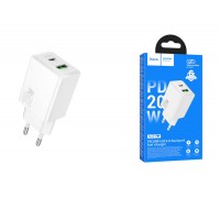 Сетевое зарядное устройство USB + USB-C HOCO N69 Nuevo PD20W+QC3.0 (белый)