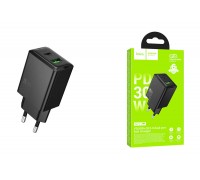 Сетевое зарядное устройство USB + USB-C HOCO N71 Nuevo PD30W+QC3.0 (черный)