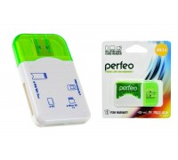 Картридер Perfeo Card Reader SD/MMC+Micro SD+MS+M2, (PF-VI-R010 Green) зеленый