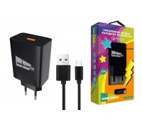 Сетевое зарядное устройство USB + кабель Micro More choice NC52QCm 3.0A QC3.0 быстрая зарядка (Black)